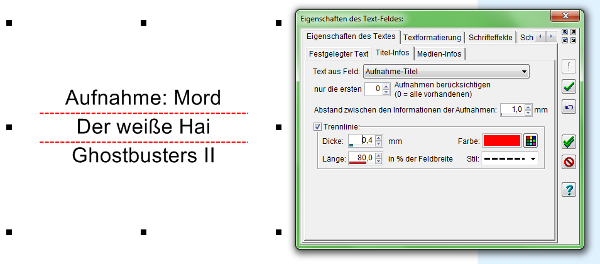 Heyer's Video-Cover - Textfeld: Aufnahme-Infos
