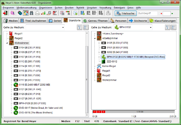 Heyer's Heim-Videothek: Organisieren / Standorte