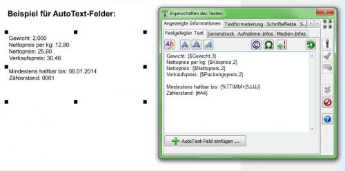 Heyer's Etiketten-Studio Pro - AutoText-Felder