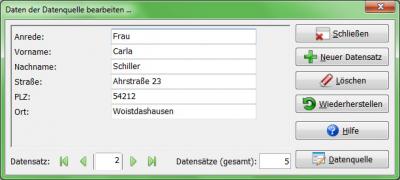 Heyer's Etiketten-Studio - Seriendruck: Datenquelle