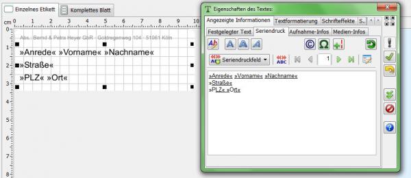 Heyer's Etiketten-Studio Pro - Seriendruck
